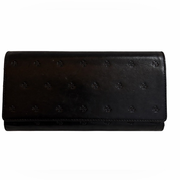 Ralph Lauren Handbags - Ralph Lauren Black Leather Long Wallet Embossed Logo Classic